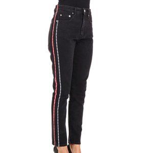 MSGM Milano Side Stripe Cropped High Waisted Jeans